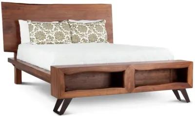 LONDON LOFT ACACIA WOOD LIVE EDGE QUEEN BED IN WALNUT FINISH