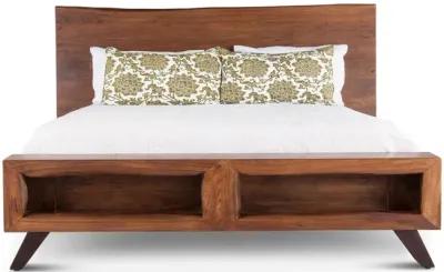 LONDON LOFT ACACIA WOOD LIVE EDGE QUEEN BED IN WALNUT FINISH