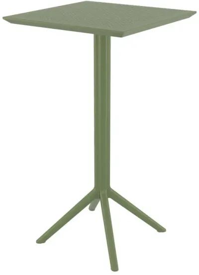 SKY MAYA SQUARE BAR SET WITH 2 BARSTOOLS OLIVE GREEN