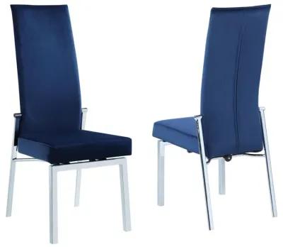 Chintaly Anabel Blue Contemporary Motion Back Side Chair with Chrome Frame