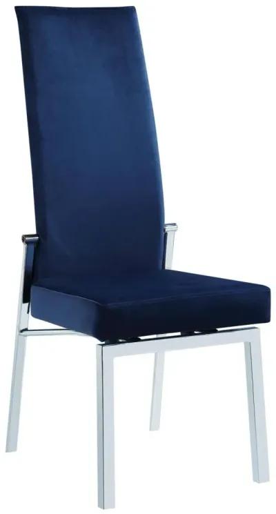 Chintaly Anabel Blue Contemporary Motion Back Side Chair with Chrome Frame