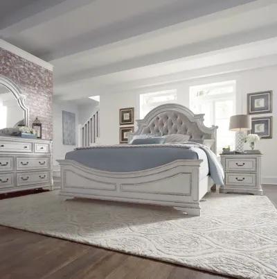 Liberty Furniture Complete King Bedroom Set Upholstered Bed, Dresser, Mirror & Nightstand Magnolia Manor