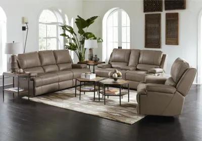 Bassett Parsons Flax Leather Triple Power Sofa