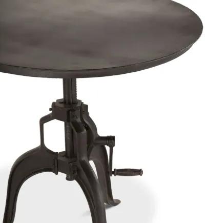 Home Trends Design Industrial Loft 30-Inch Adjustable Crank Iron Side Table with Matte Black Finish