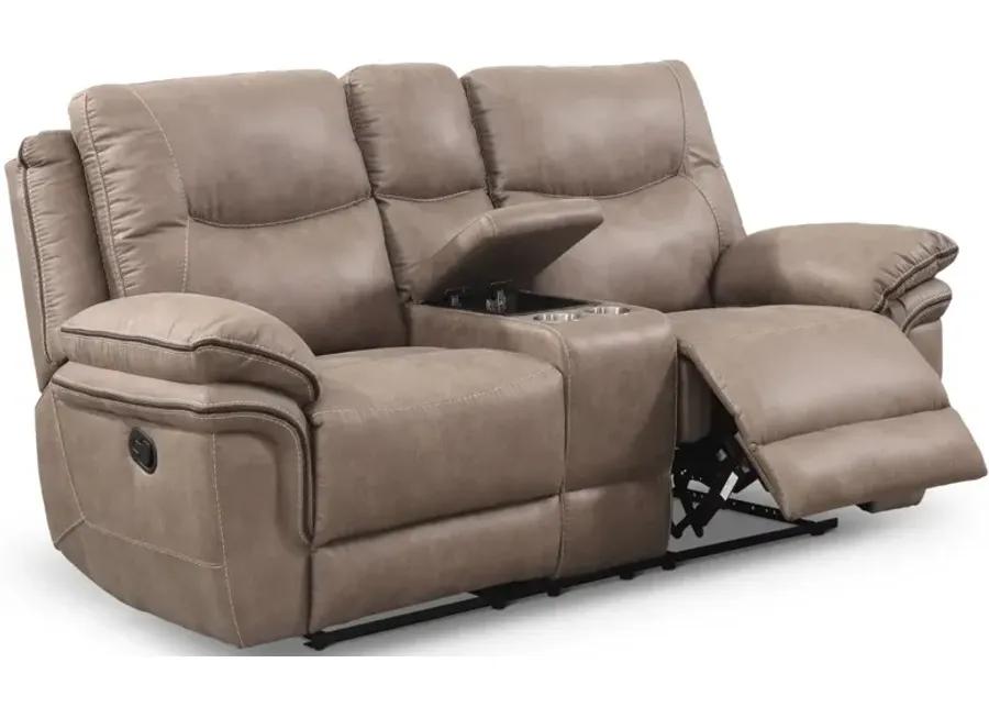 ISABELLA MANUAL RECLINING CONSOLE LOVESEAT SAND