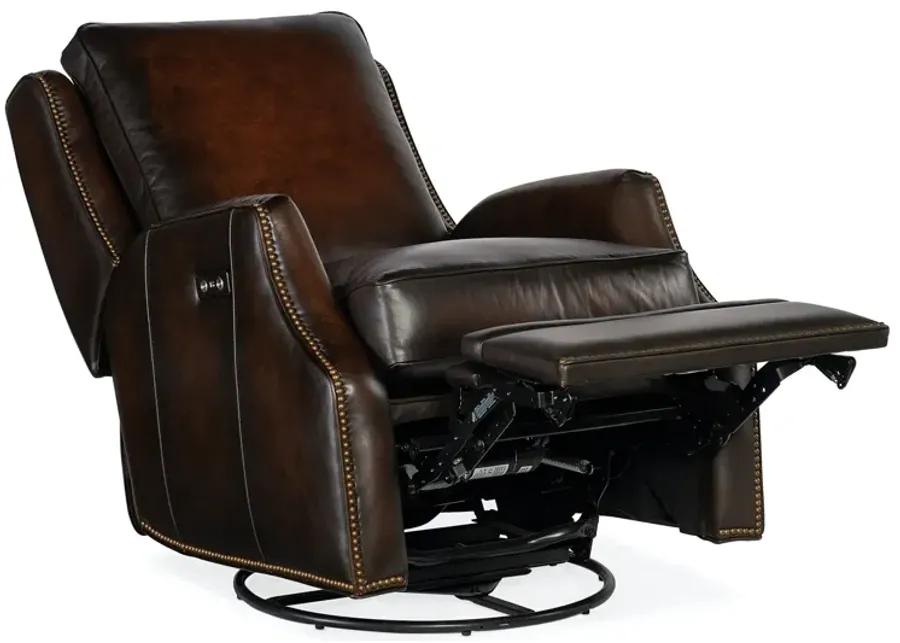 KERLEY SARZANA FORTRESS POWER SWIVEL GLIDER LEATHER RECLINER CHAIR