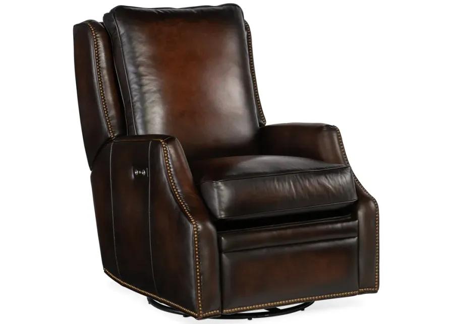 KERLEY SARZANA FORTRESS POWER SWIVEL GLIDER LEATHER RECLINER CHAIR