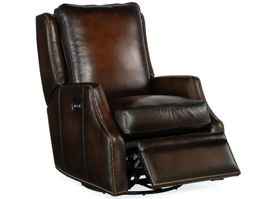 KERLEY SARZANA FORTRESS POWER SWIVEL GLIDER LEATHER RECLINER CHAIR