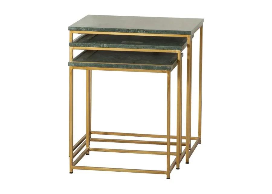 3PC NESTING TABLES GREEN/ANTIQUE GOLD