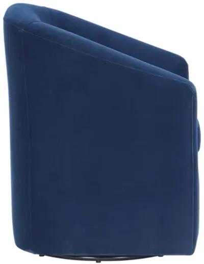 ARLO UPHOLSTERED SWIVEL BARREL CHAIR INDIGO VELVET