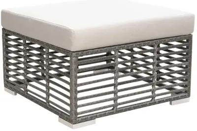 PANAMA JACK GRAPHITE SQUARE OTTOMAN W/OUTDOOR OFF-WHITE FABRIC