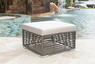 PANAMA JACK GRAPHITE SQUARE OTTOMAN W/OUTDOOR OFF-WHITE FABRIC