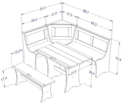 Linon Parkside Grey Wash White Corner Nook