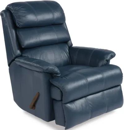 YUKON BLUE ROCKING LEATHER MANUAL RECLINER