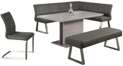 Chintaly Kalinda Contemporary Dining Set with Extendable Table & 4 Upholstered Chairs