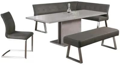 Chintaly Kalinda Contemporary Dining Set with Extendable Table & 4 Upholstered Chairs