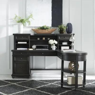 Liberty Furniture Chalkboard L-Shaped Desk Set with Hutch Harvest Home