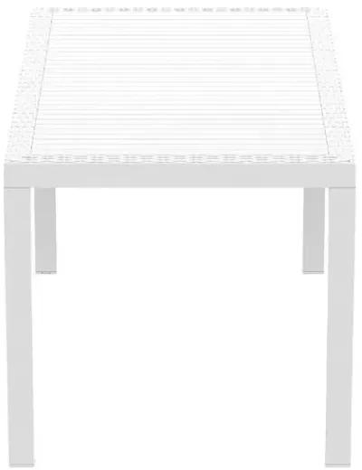 55 Inch Orlando Wickerlook Rectangle Outdoor Dining Table White