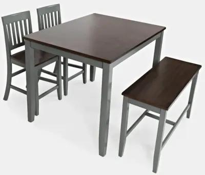 Jofran Decatur Lane Table with 2 Stools, Bench Grey Autumn Brown