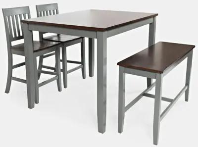 Jofran Decatur Lane Table with 2 Stools, Bench Grey Autumn Brown