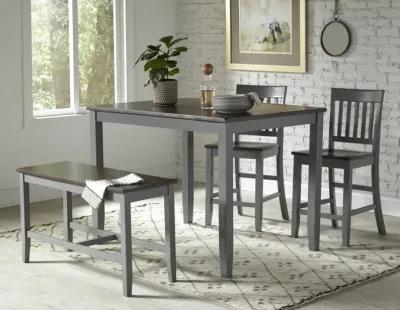 Jofran Decatur Lane Table with 2 Stools, Bench Grey Autumn Brown