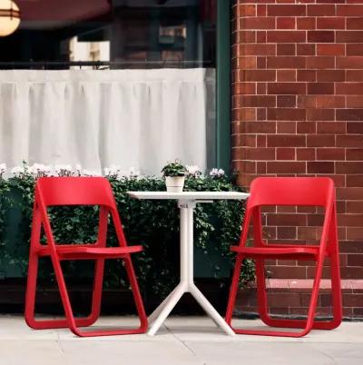 DREAM FOLDING OUTDOOR BISTRO SET WITH WHITE TABLE AND 2 RED CHAIRS