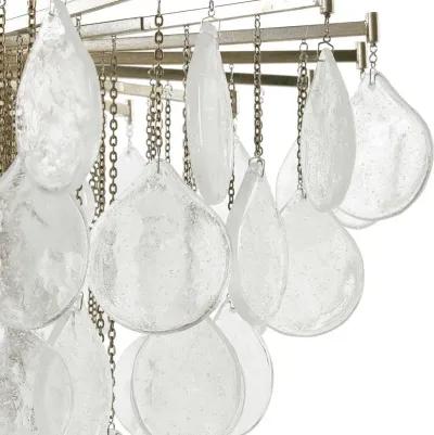 Uttermost Goccia Antiqued Bright Silver Leaf 6-Light Tear Drop Glass Pendant