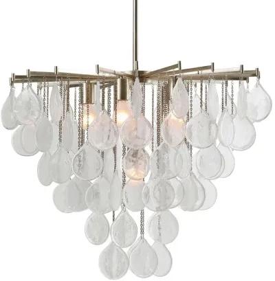 Uttermost Goccia Antiqued Bright Silver Leaf 6-Light Tear Drop Glass Pendant