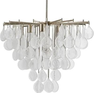 Uttermost Goccia Antiqued Bright Silver Leaf 6-Light Tear Drop Glass Pendant