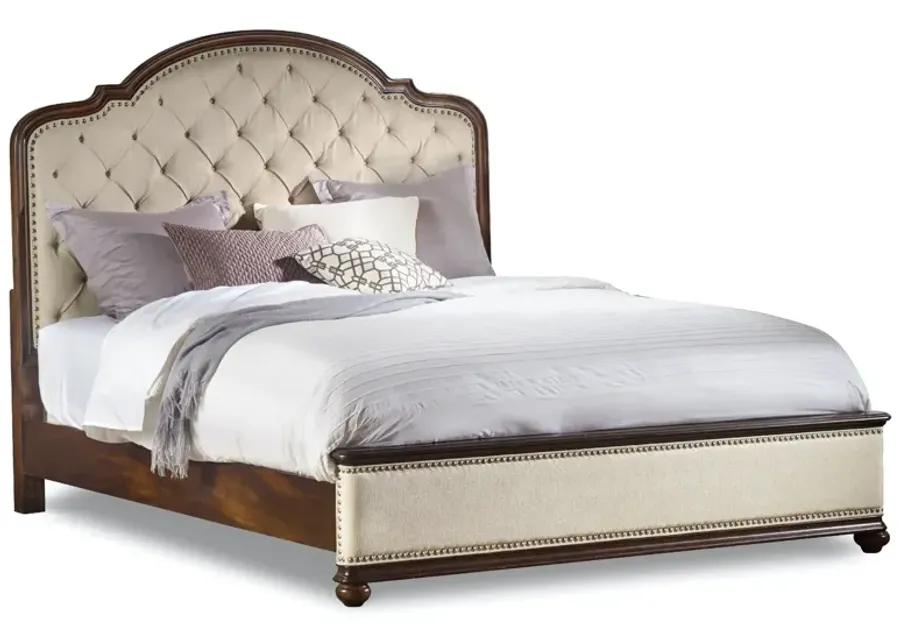 LEESBURG QUEEN UPHOLSTERED BED WITH WOOD RAILS