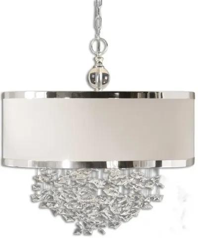 Uttermost Fascination Antique White 3-Light Silken Drum Pendant