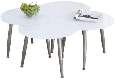 Chintaly White Contemporary Shaped-Top Glass Cocktail Table