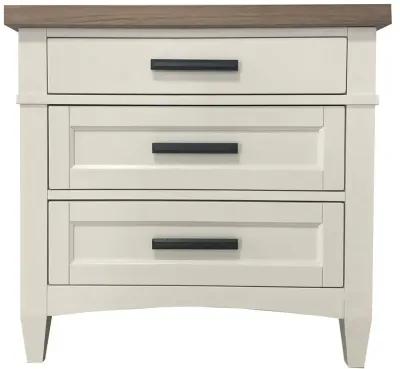 Parker House Americana Modern Cotton 3-Drawer Nightstand with Weathered Natural Top & USB