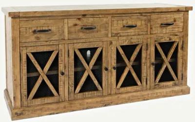 Jofran Telluride Golden Natural Wood 4-Door 4-Drawer Sideboard