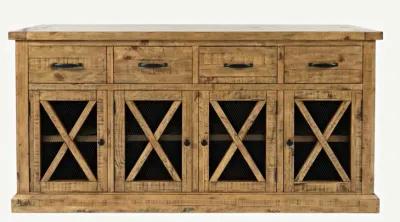 Jofran Telluride Golden Natural Wood 4-Door 4-Drawer Sideboard