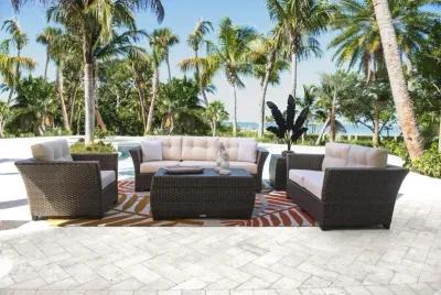 SAMOA 5 PC SEATING SET (1 S - 1 LS - 1 LC - 1 CT - 1 ET) W OFF-WHITE FABRIC