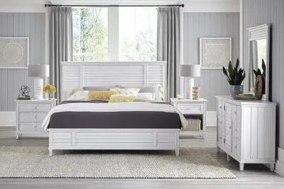 Palmetto Home Cane Bay White Queen Louvered Headboard