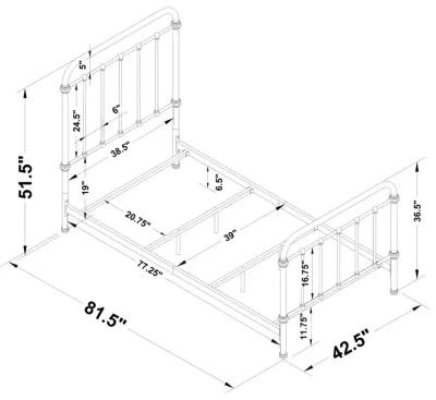 Coaster Livingston Metal Twin Open Frame Bed Dark Bronze