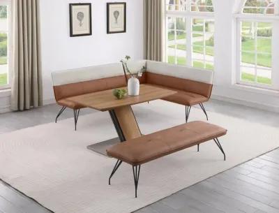 LILLIAN MODERN WOODEN DINING SET WITH EXTENDABLE TABLE NOOK & BENCH