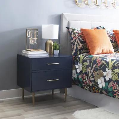 Linon Gloria 2-Drawer Night Stand Navy