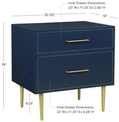 Linon Gloria 2-Drawer Night Stand Navy