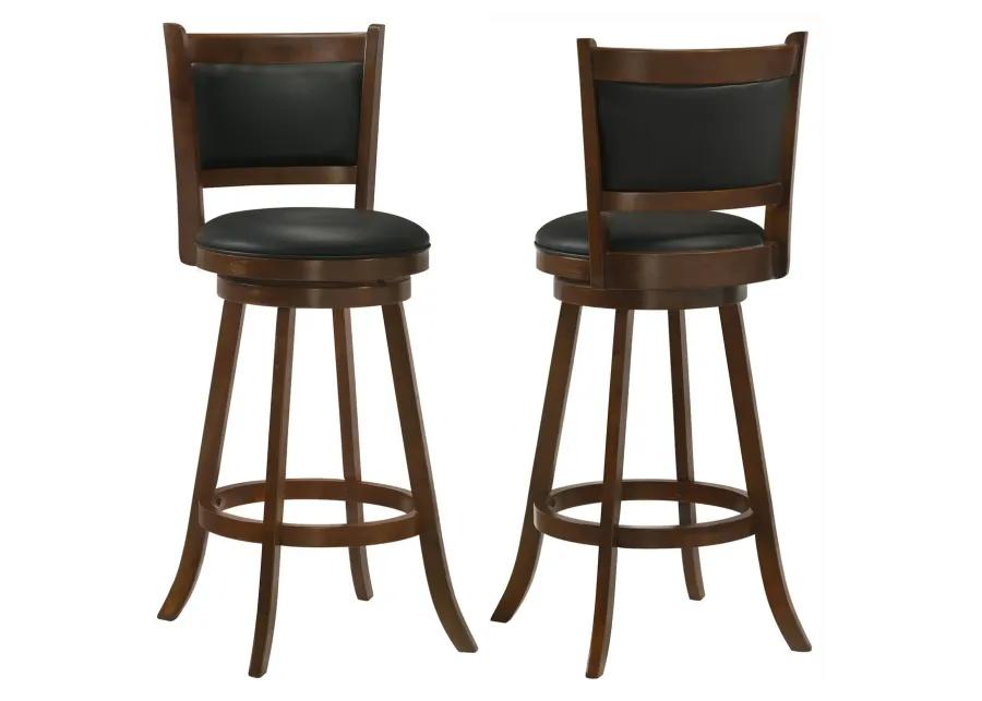 TRANSITIONAL CHESTNUT/BLACK SWIVEL BAR STOOL