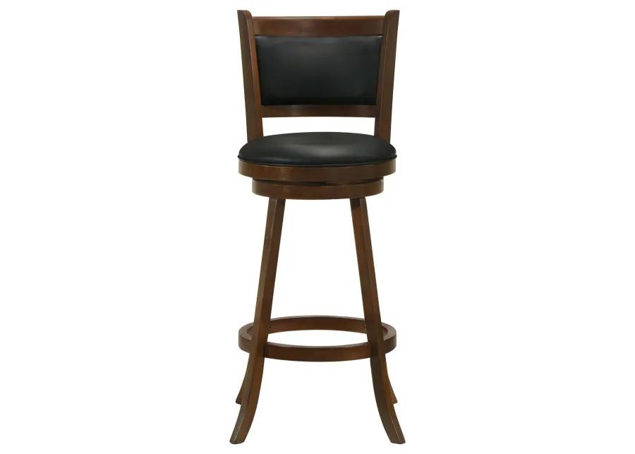 TRANSITIONAL CHESTNUT/BLACK SWIVEL BAR STOOL