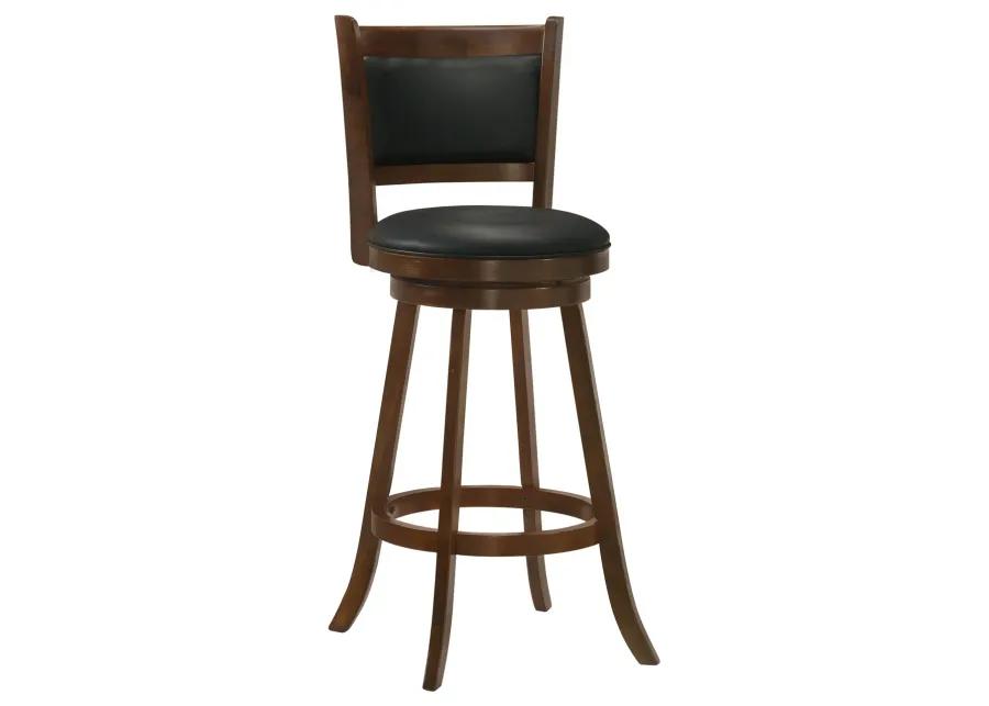 TRANSITIONAL CHESTNUT/BLACK SWIVEL BAR STOOL