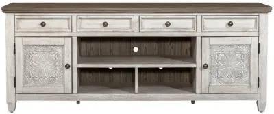 Liberty Furniture Heartland Antique White 76 Inch Tile Media Entertainment TV Stand