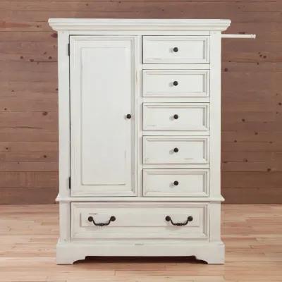 STONEBROOK DISTRESSED ANTIQUE WHITE STONEBROOK GENTLEMAN'S CHEST