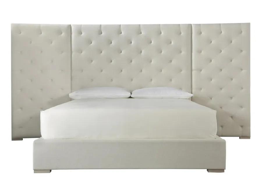 MODERN BRANDO WALTZ/QUARTZ UPHOLSTERED CALIFORNIA KING BED WITH PANELS