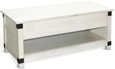 Sunny Designs Bayside Marble White Coffee Table with Lift-Top