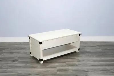 Sunny Designs Bayside Marble White Coffee Table with Lift-Top