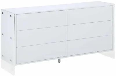 BARCELONA CONTEMPORARY WOODEN & SOLID ACRYLIC DRESSER WITH 6 DRAWERS